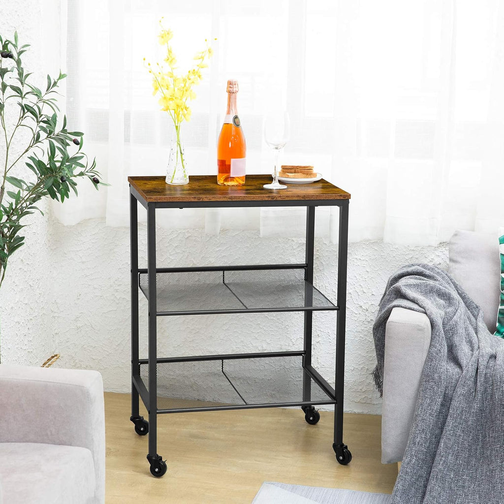 3-Tier Utility Cart on Wheels with Adjustable Feet I8385