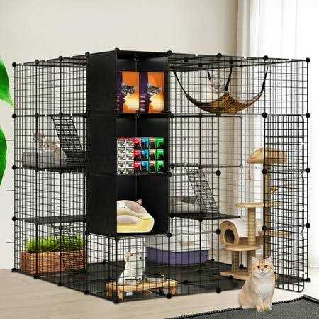 4-Tiers Metal Cat Playpen with Hammock I6288