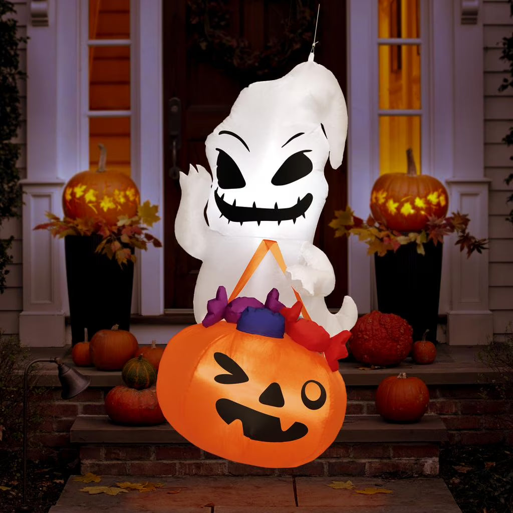 Halloween Inflatable Decor, Ghost Holding Trick Or Treat Bag L4100