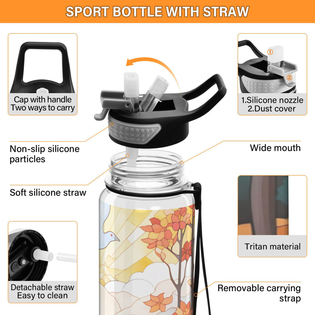 32oz Tritan Leakproof Clear Water Bottle with Straw P872853