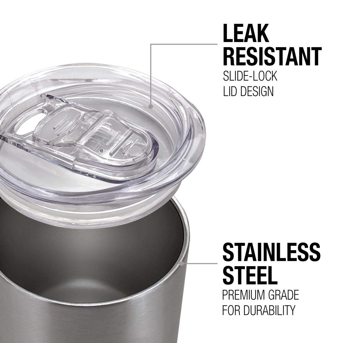 12 oz Stainless Steel Insulated Tumbler with Leak Resistant Slide-Lock Lid A862
