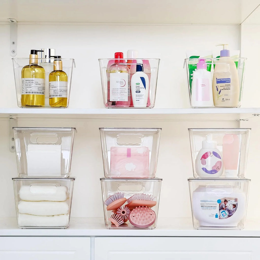 Clear Stackable Storage Bins with Lids, Large Plastic Containers with Handle H5967