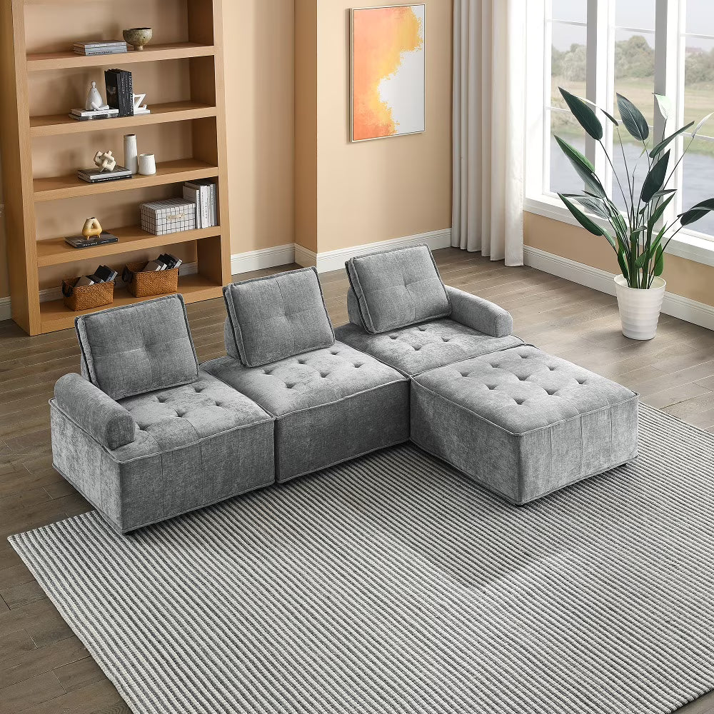 Chenille Grey Modular Sectional Sofa A13192