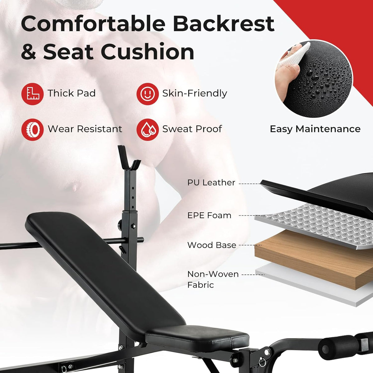 Adjustable Weight Bench with Squat Racks N300