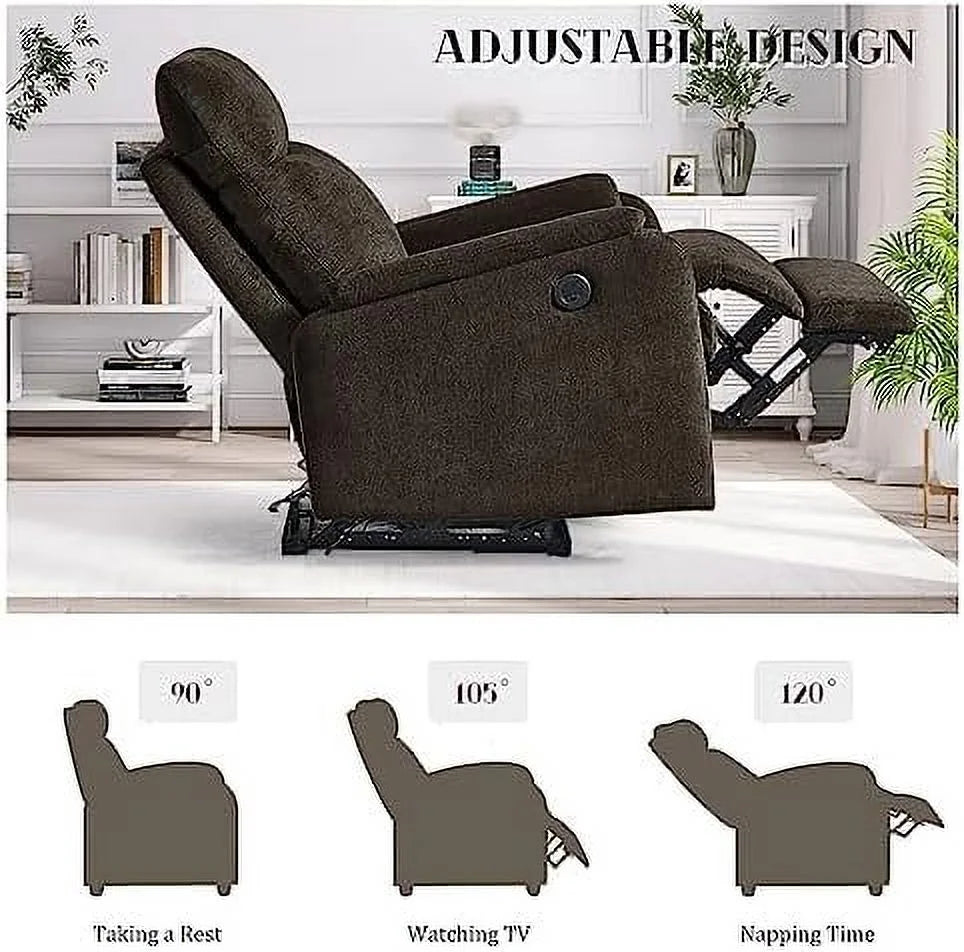 Yellow Fabric Power Recliner Chair with USB Port P881379