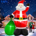 14 Ft by 8.5 Ft Giant Christmas Inflatable Santa Claus with Gift Bag Outdoor Decorations F12027