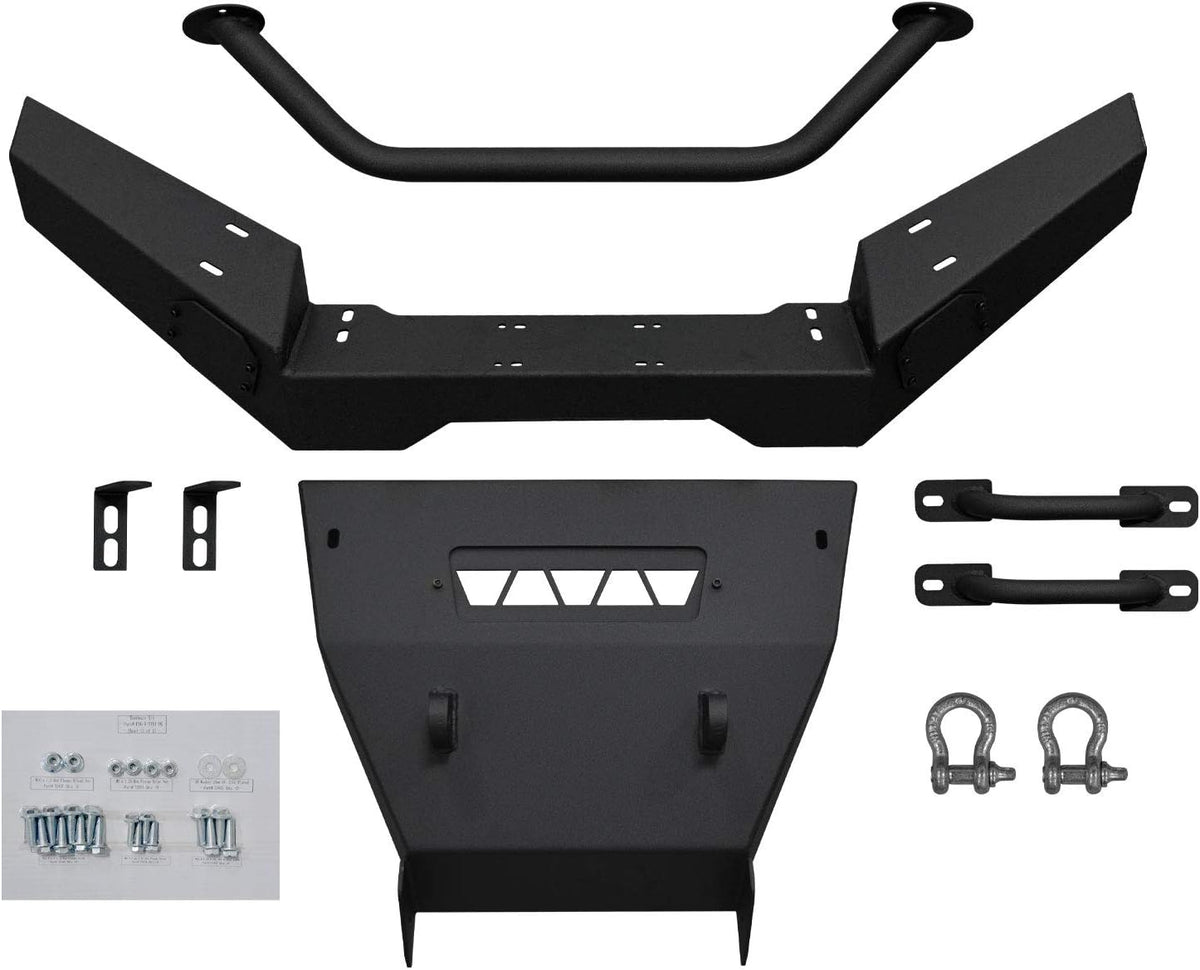Wrinkle Black Steel Front Bumper with Tow Hooks V184