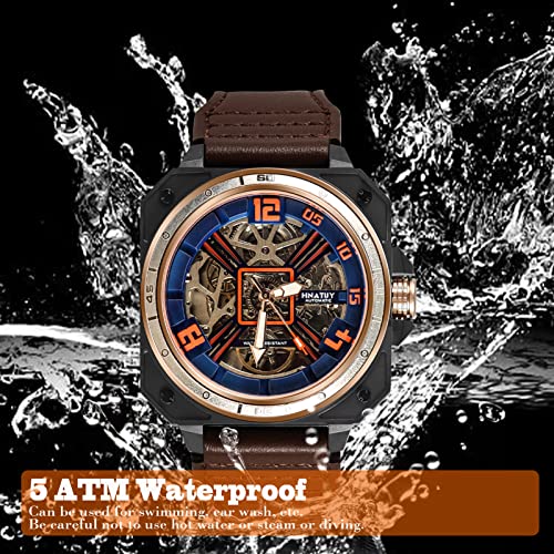Automatic Skeleton Mechanical Self Winding Leather Strap Wrist Watch N958195
