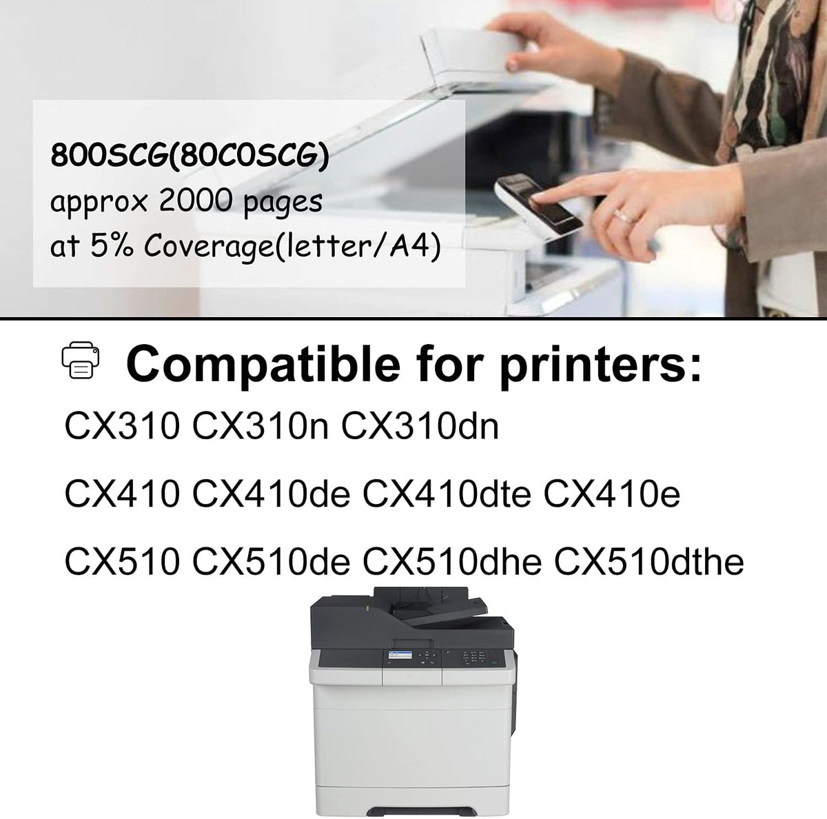 2 Pack Cyan Toner Cartridge for Lexmark CX410e CX310 CX510 R46304