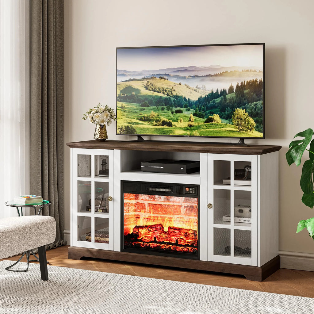 White Fireplace TV Stand T399