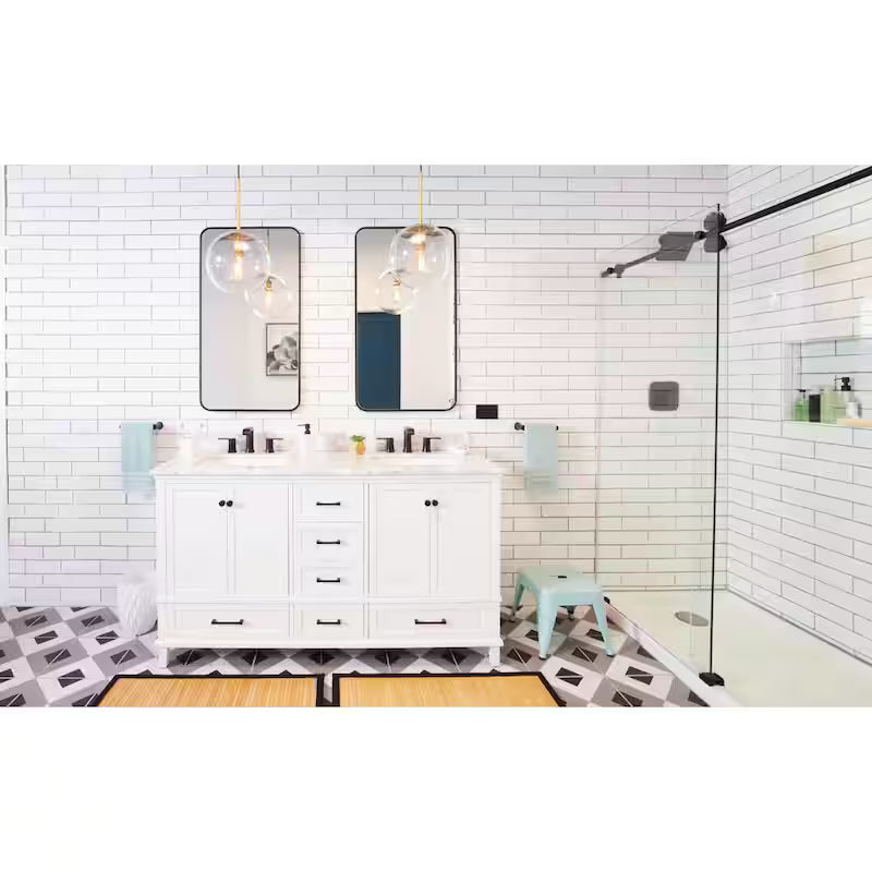 8 in. Widespread Double Handle Bathroom Faucet with Drain in Matte Black 2-Pack V150