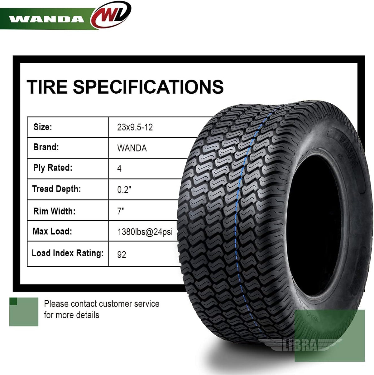 23x9.5-12 Lawn Mower Cart Turf Tire W952