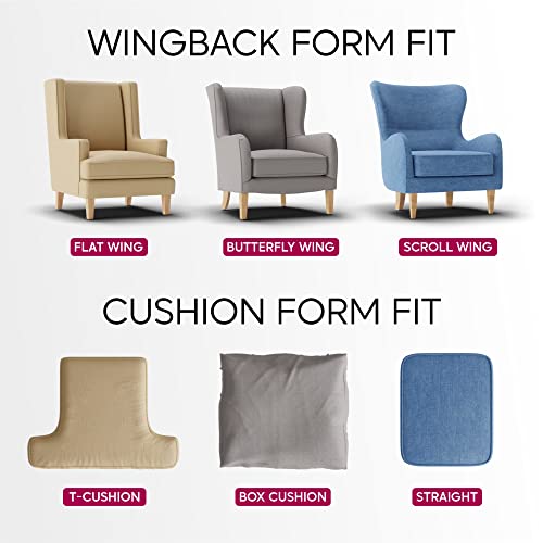Blue Wingback Chair Slipcover Y167