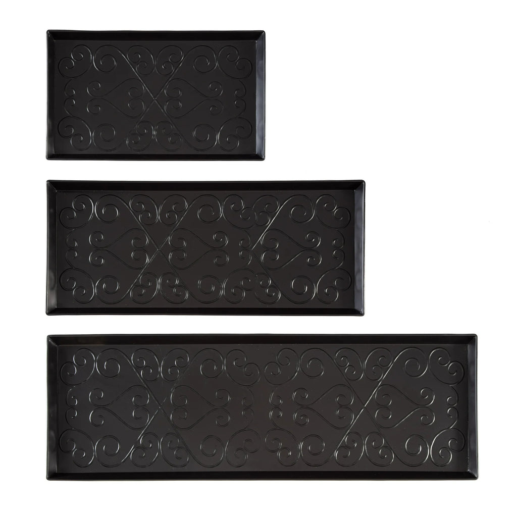Black Metal Boot Tray with Coir Insert M4456
