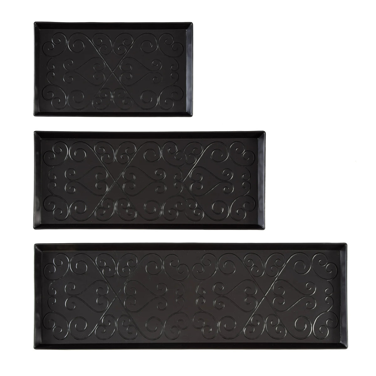 Black Metal Boot Tray with Coir Insert M4456