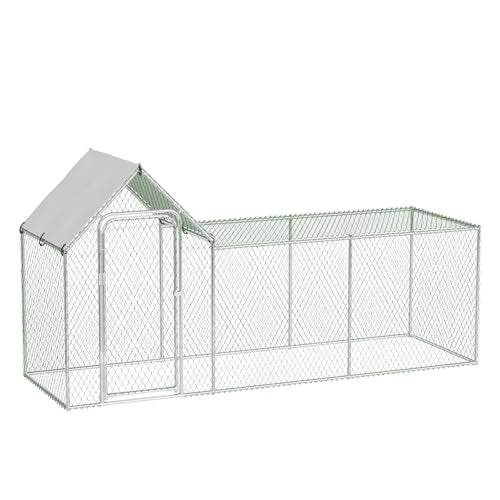 Large Metal Chicken Coop with Waterproof Cover S821600