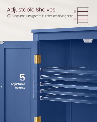 Forest Green 4 Door Freestanding Bathroom Storage Cabinet with Adjustable Shelves V5216