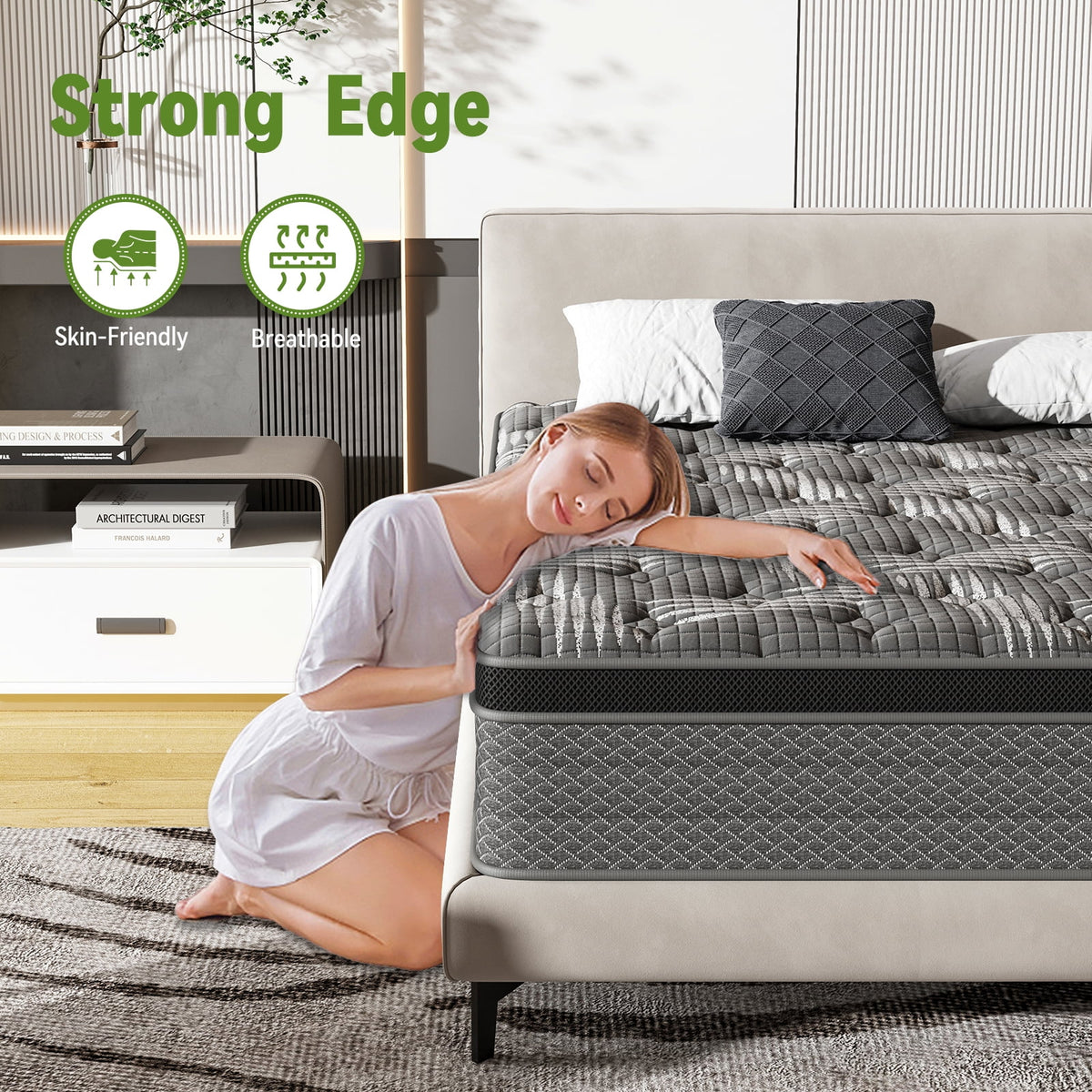 Black 10 inch Queen Gel Memory Foam Hybrid Mattress I443