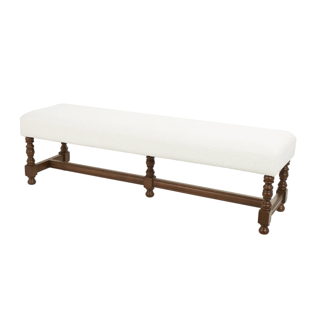 Fabric Bench with Brown Traditional Wood Turned Legs S32227