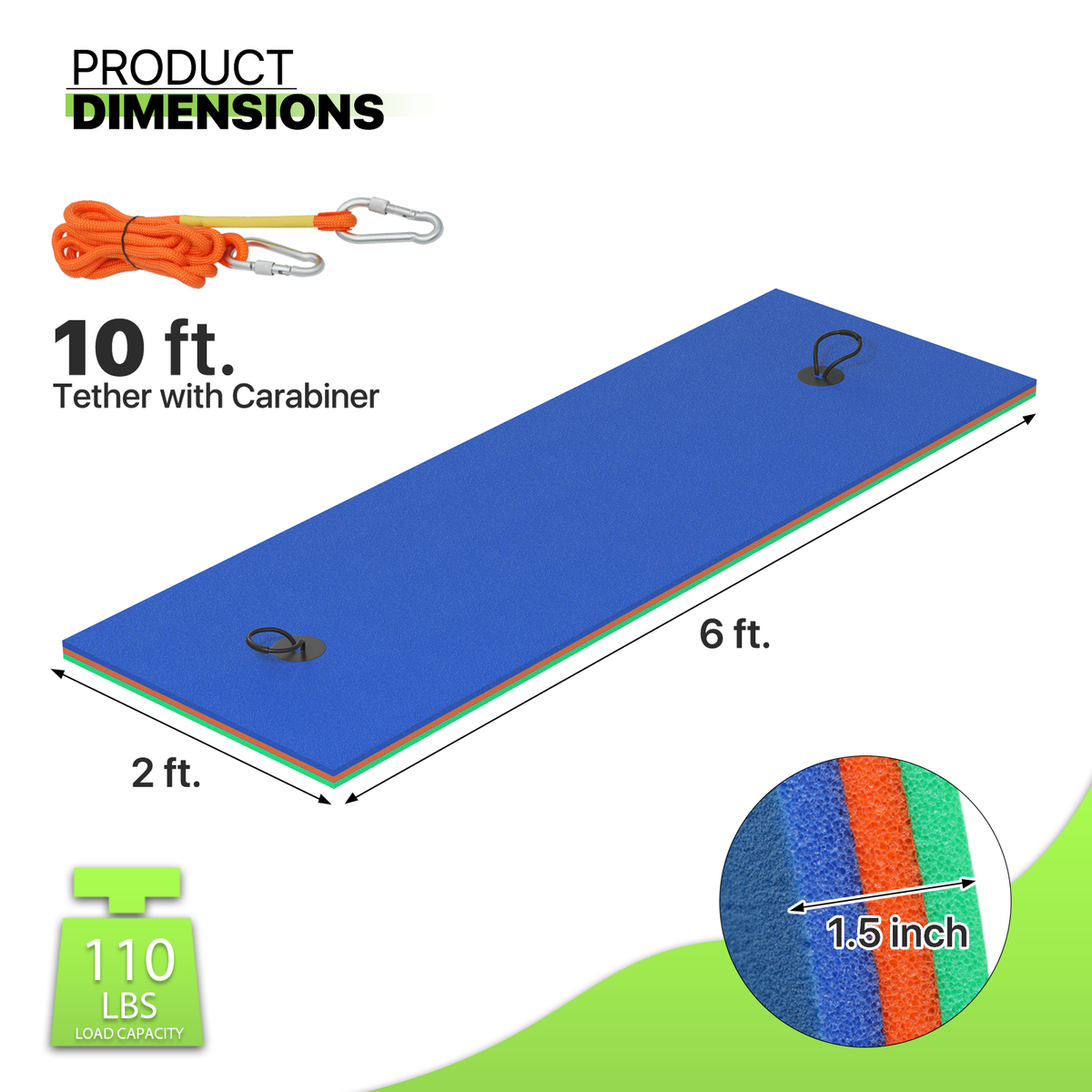 Blue 3-Layer XPE Foam Floating Water Mat U278117