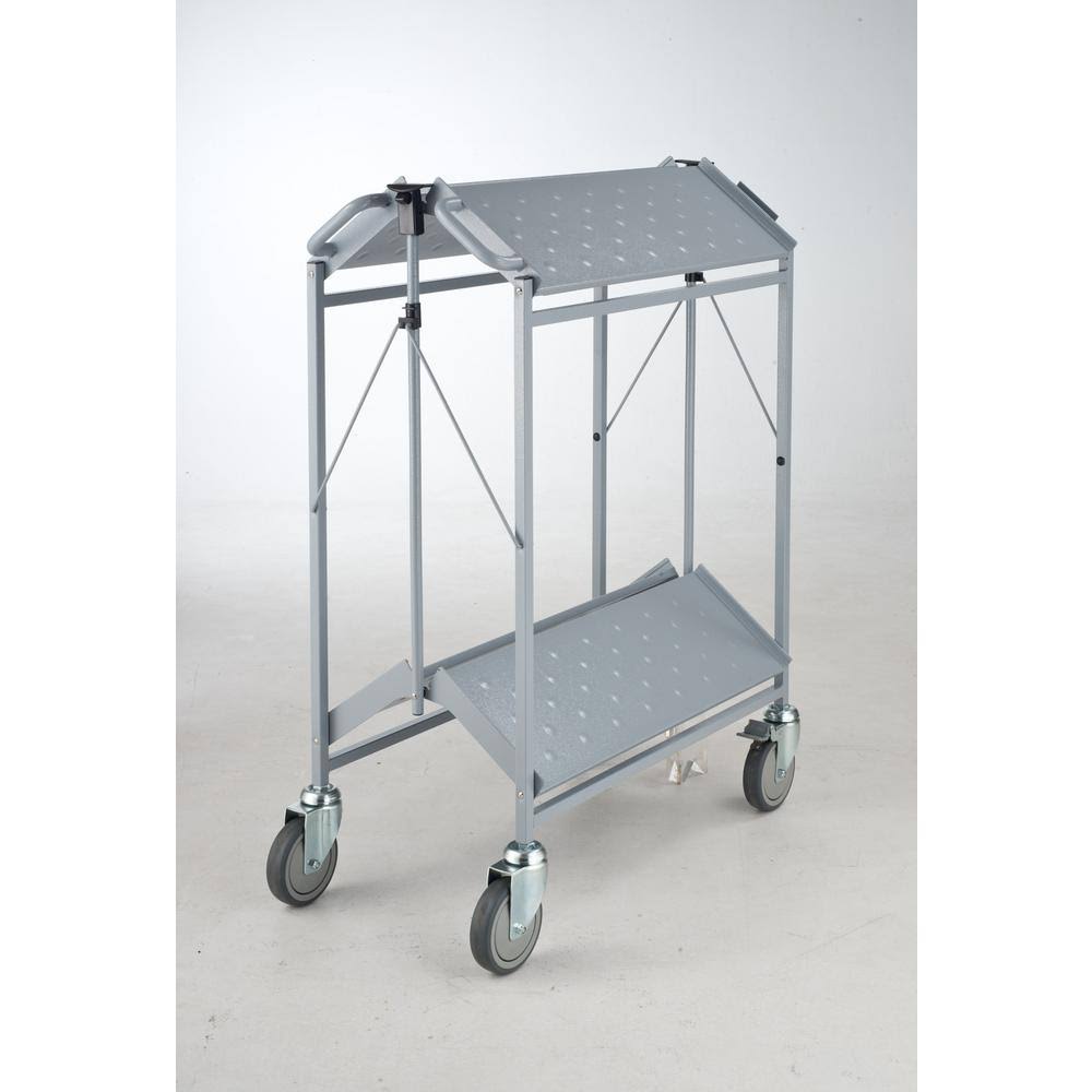 Gray 2-Shelf Folding Swivel Caster Carts M924318