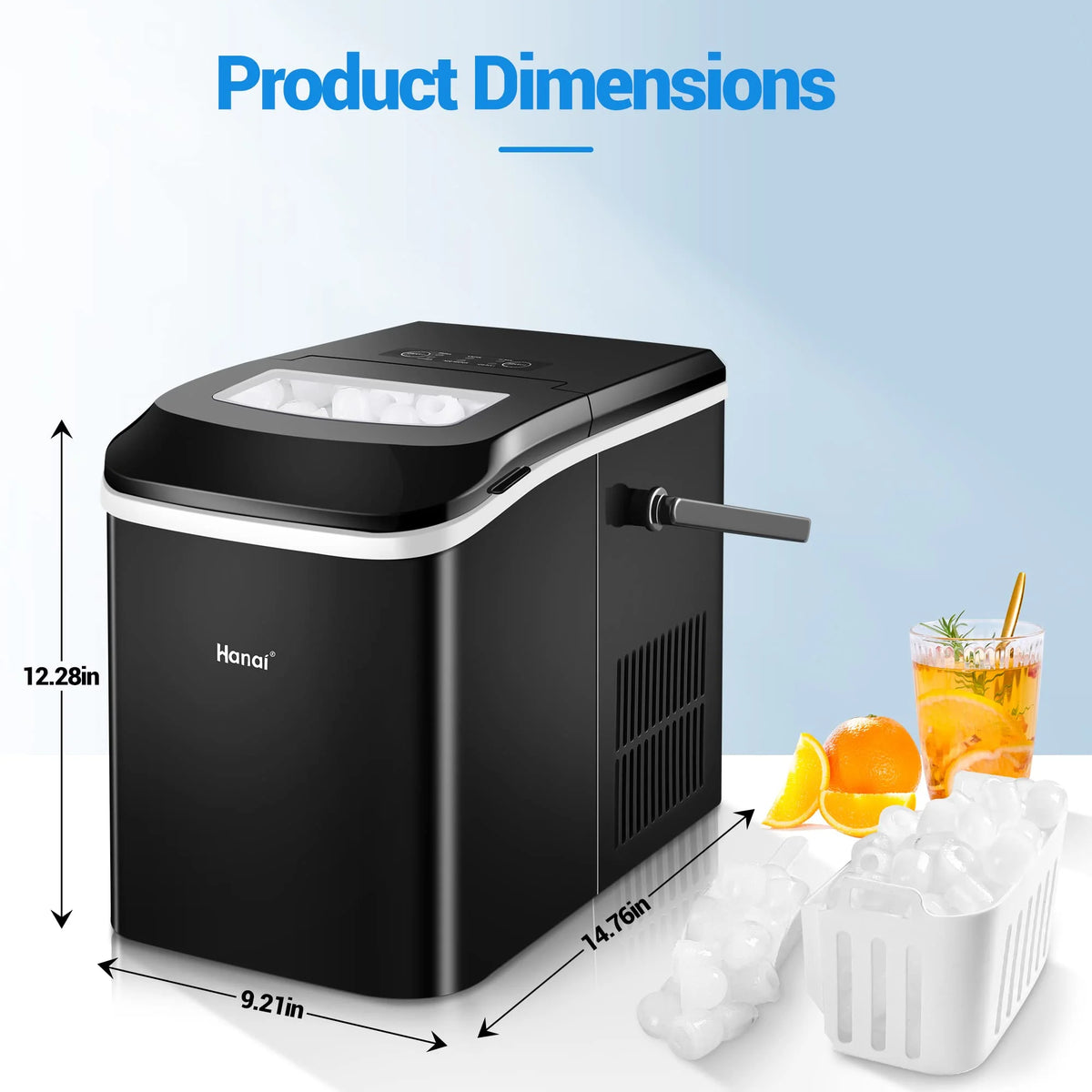 Black Portable Compact Countertop Ice Maker K731822