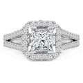 2.14 CTW Princess Diamond Radiant Halo Engagement Ring in 14K White Gold S1445