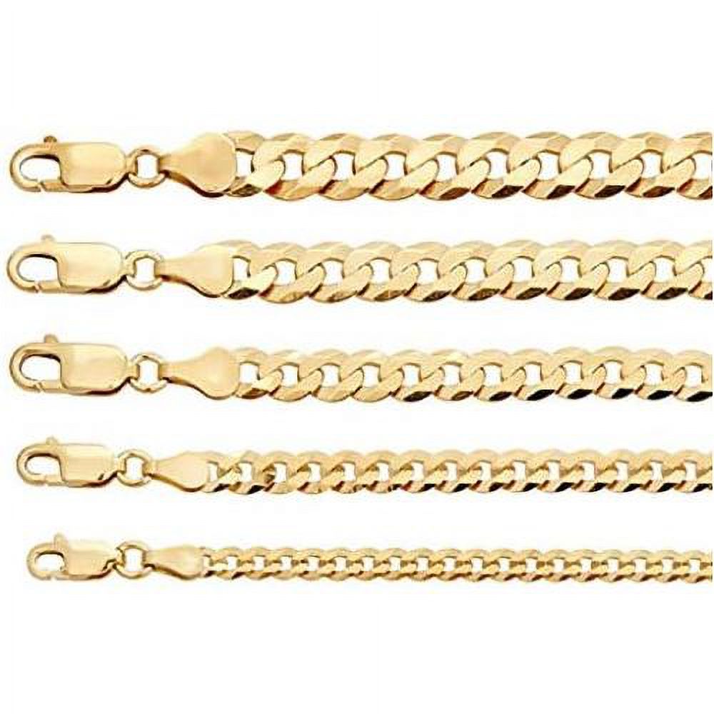 14k over solid 925 sterling silver flat cuban chain necklace J53676