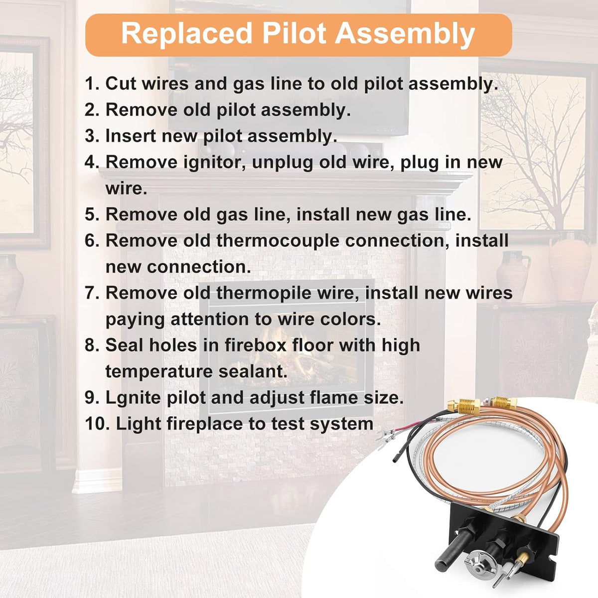 Propane and Natural Gas Pilot Assembly for Fireplace and Stoves U254