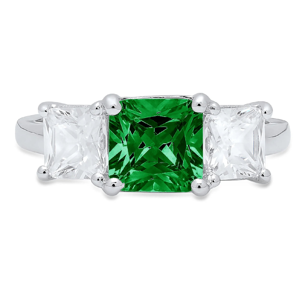 18K White Gold Three-Stone Ring SZ 7.75 M622309