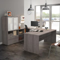 U Shape Computer Desk with Hutch H7321