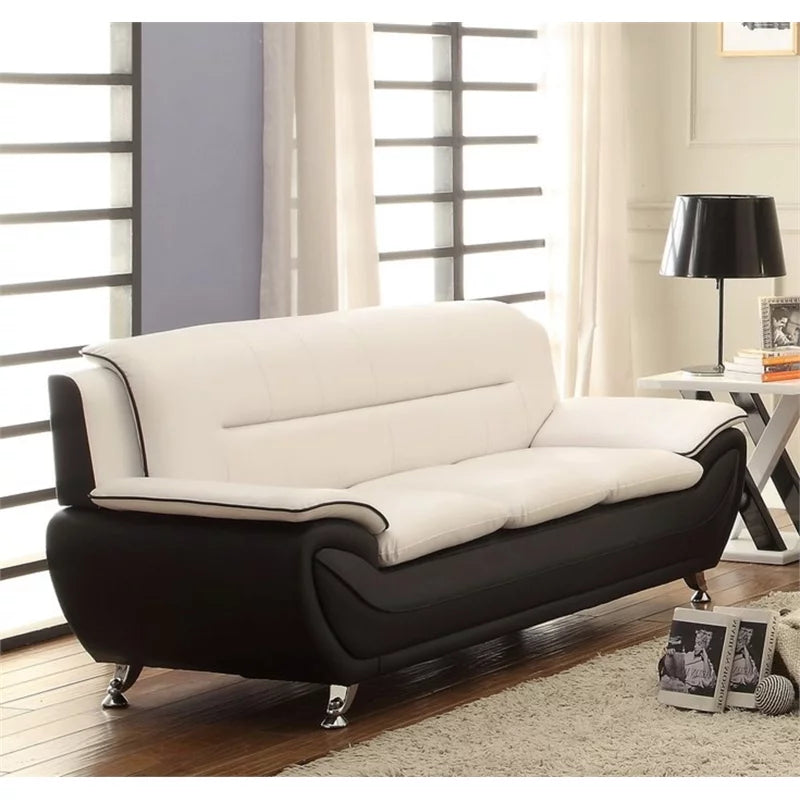 3 Piece Living Room Sofa Set in Black/Beige R85017