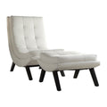 White Faux Leather Lounge Chair and Ottoman Set T900889