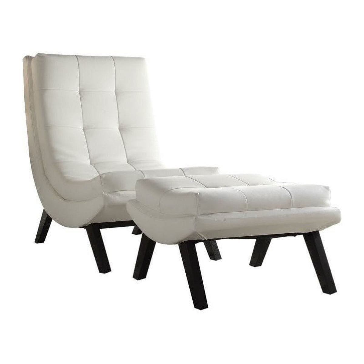 White Faux Leather Lounge Chair and Ottoman Set T900889