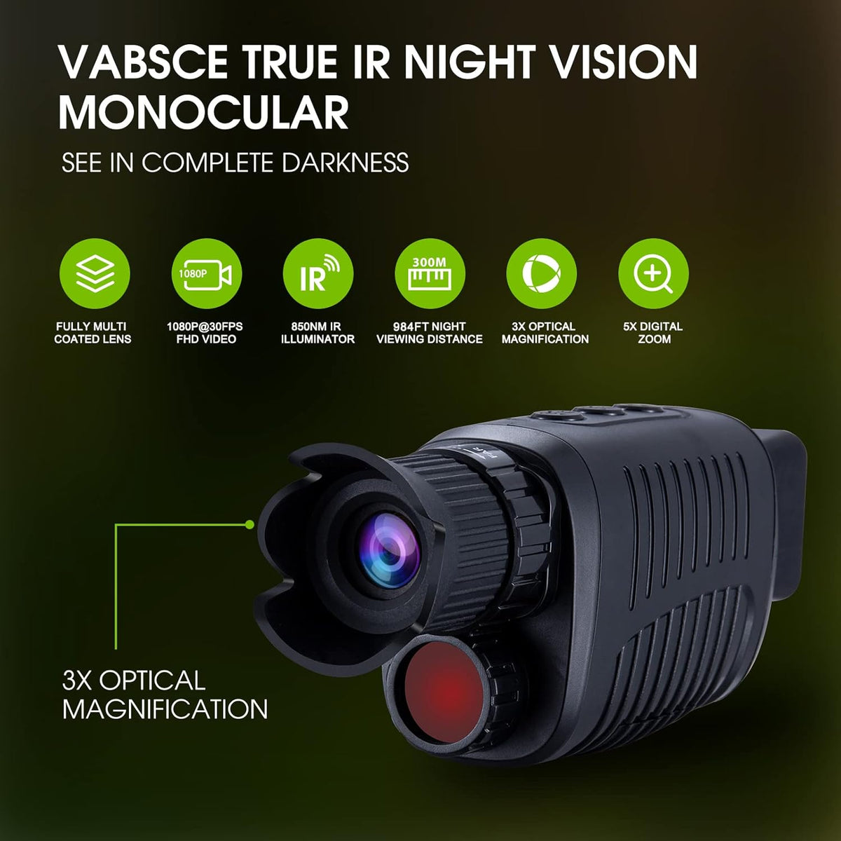 Digital Night Vision Monocular with 32 GB Micro SD Card J890666