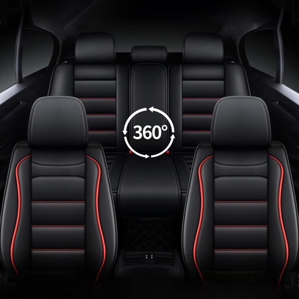 Faux Leather Waterproof Car Seat Covers 5 Seats Set with Airbag Compatible H2536