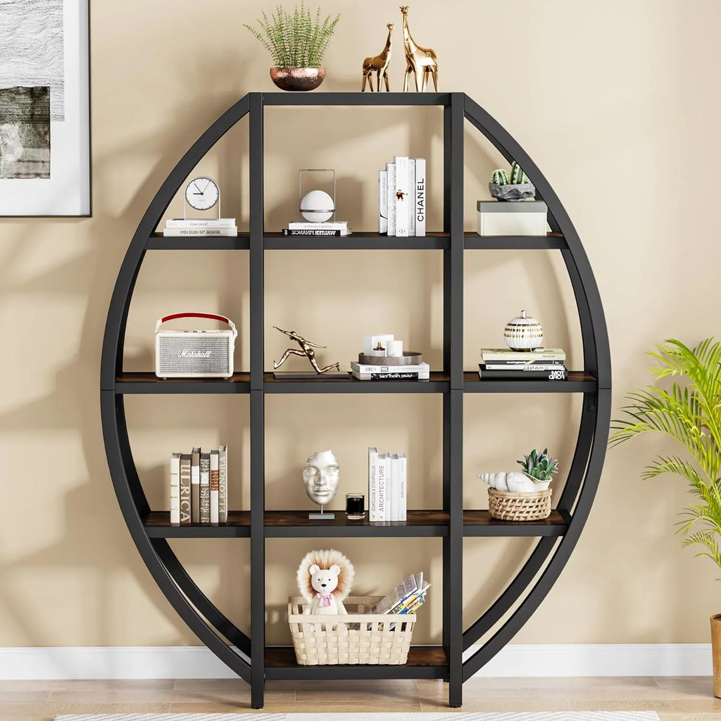 69" Tall 5 Tiers Rustic Brown Bookshelf B7305