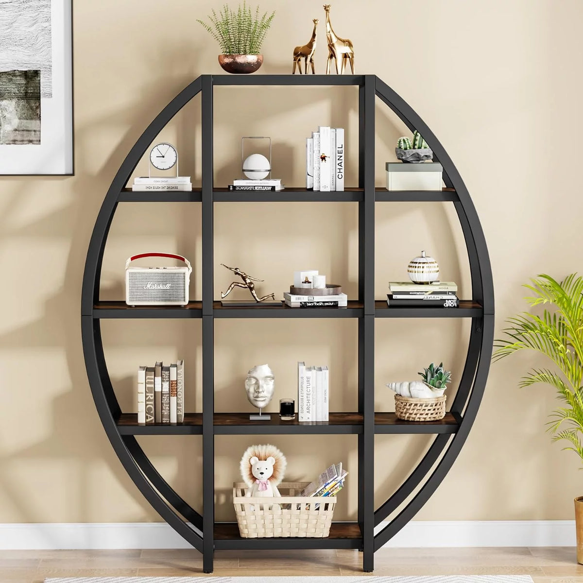 69" Tall 5 Tiers Rustic Brown Bookshelf B7305