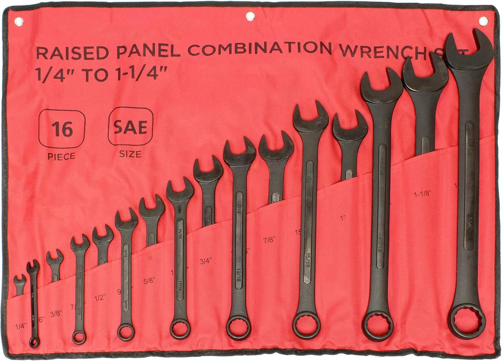 16 Pc SAE Combination Wrench Set with Roll Up Pouch D75614