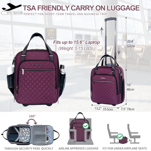 Black 16" Carry On Bag with Wheels T390401