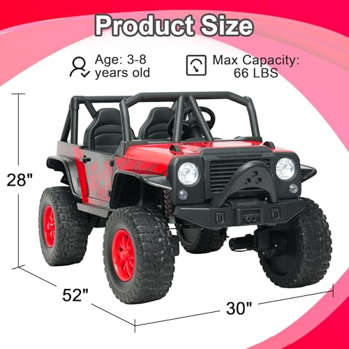 24V 5AH 2 Seater 4WD Electric Ride On Car with Remote Control (Red) D4442