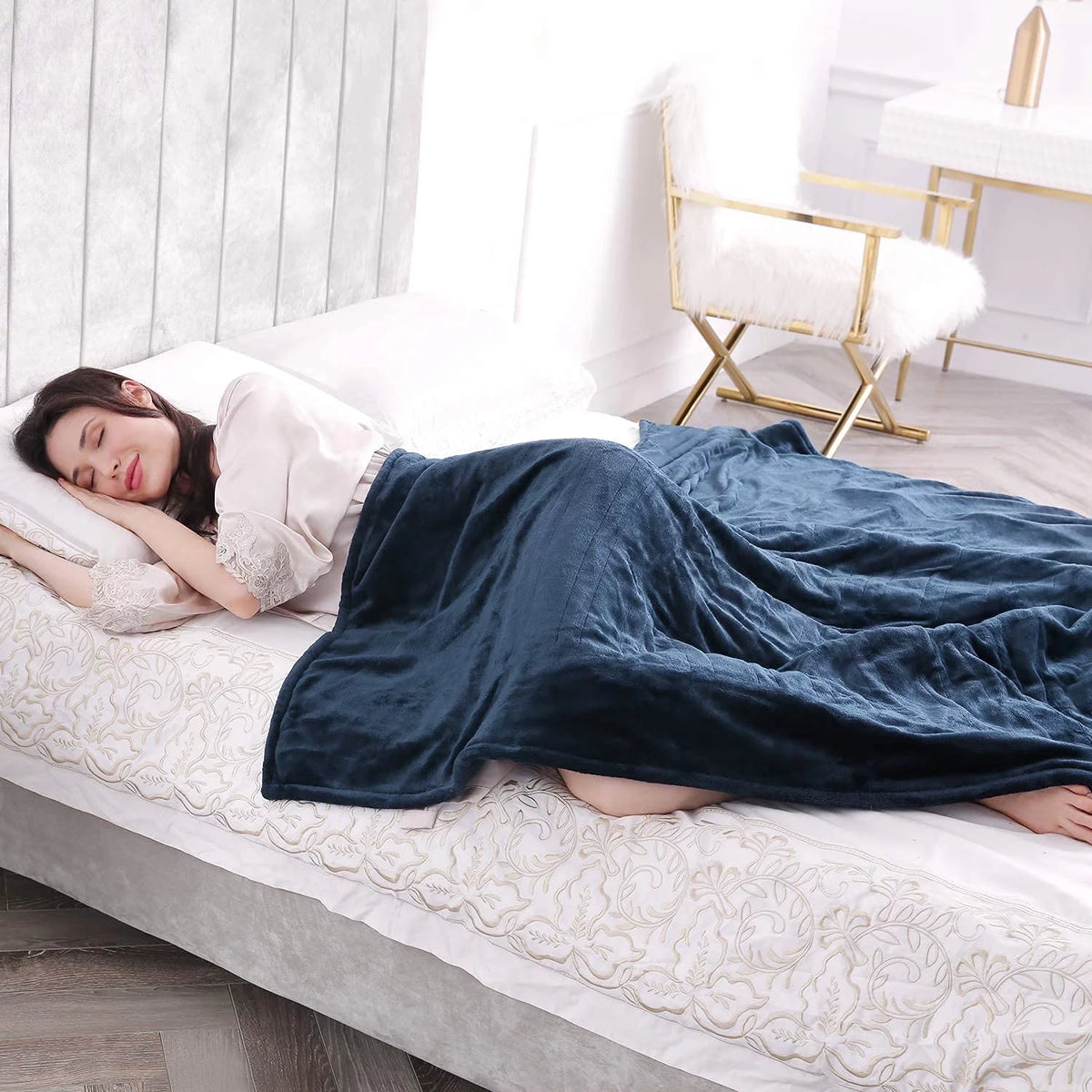 Electric Heated Blanket Twin Size Blue I808