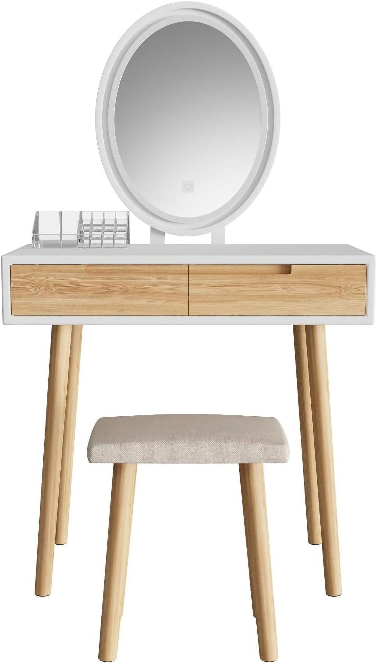 31.5'' Makeup Vanity Desk with Oval Mirror and Stool V814
