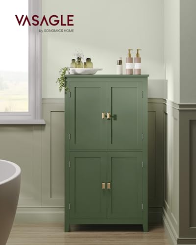 Forest Green 4 Door Freestanding Bathroom Storage Cabinet with Adjustable Shelves V5216