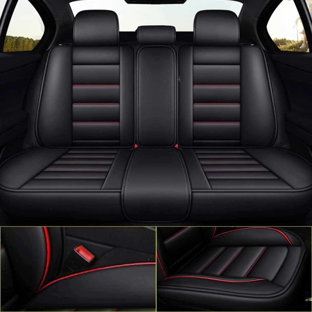 Faux Leather Waterproof Car Seat Covers 5 Seats Set with Airbag Compatible H2536