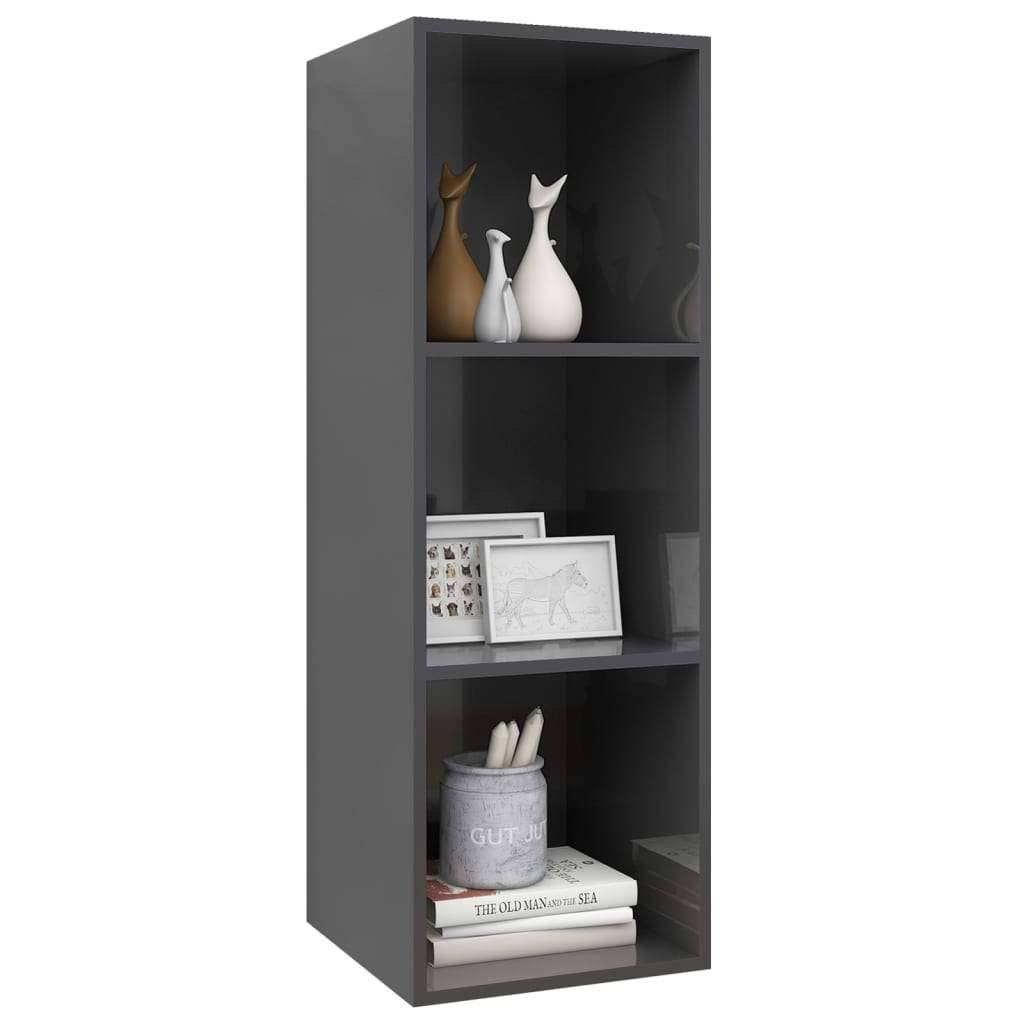 High Gloss Gray Wall-Mounted TV Cabinet Chipboard J55964