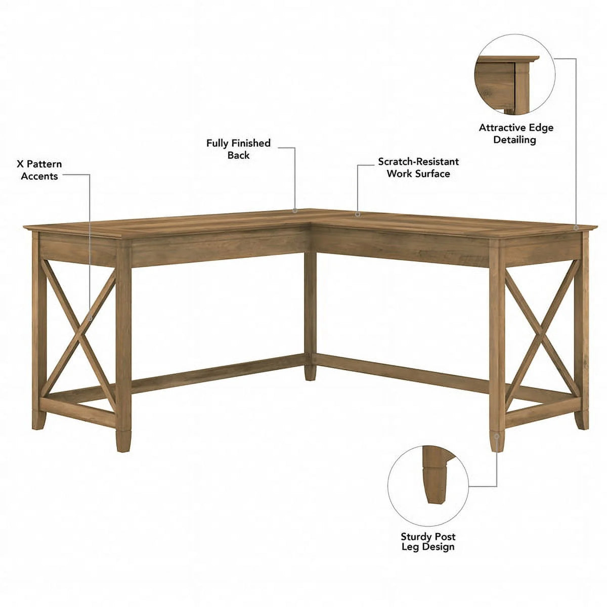 L Desk with Drawers and Bookcase Reclaimed Pine Engineered Wood K4459