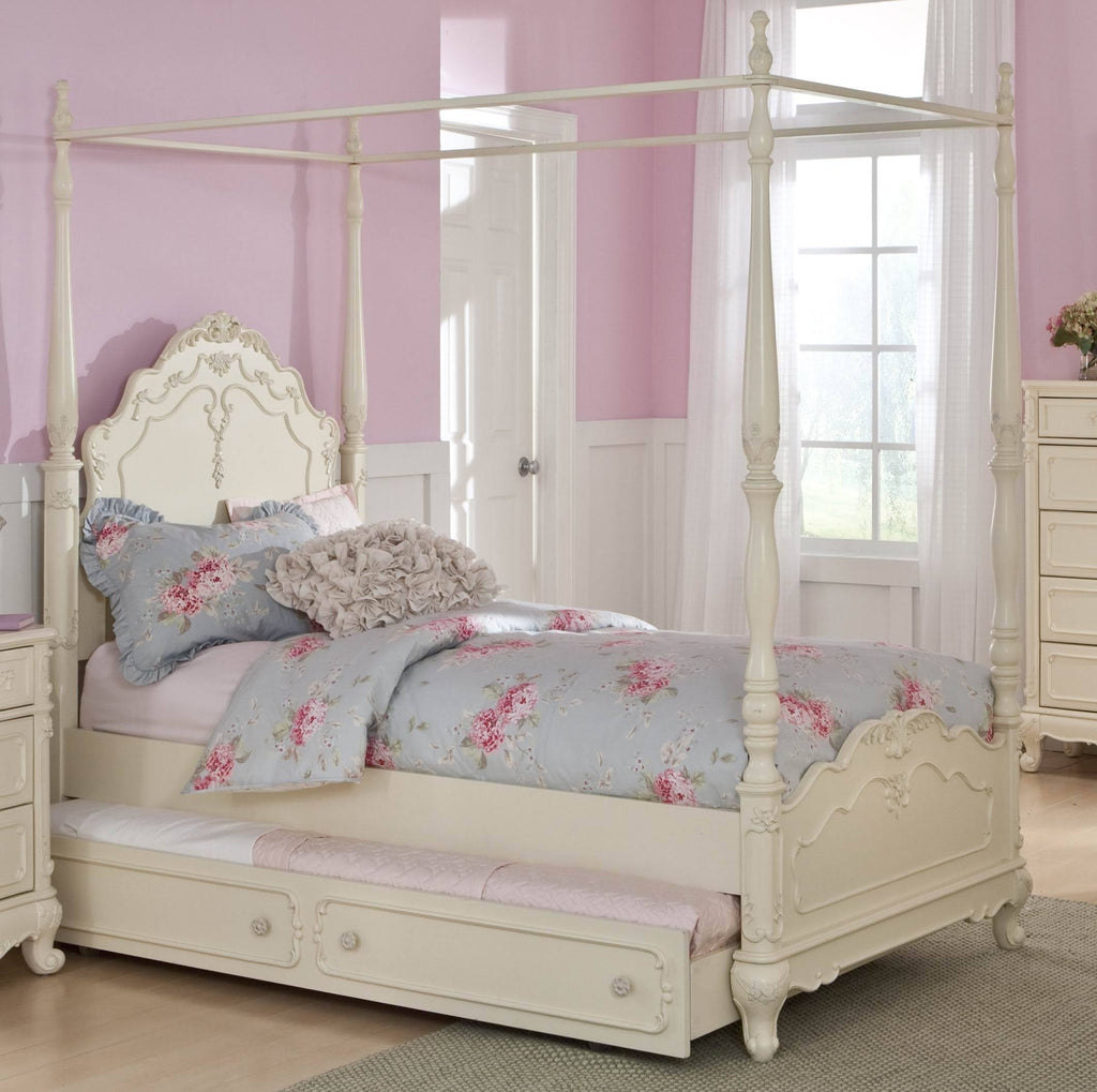 Twin Canopy Poster Bed in White F353651