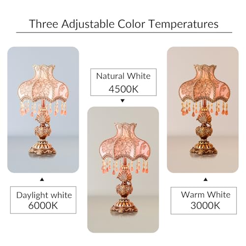 Antique Victorian Floral Table Lamp Fabric Lampshade Resin Base V665473
