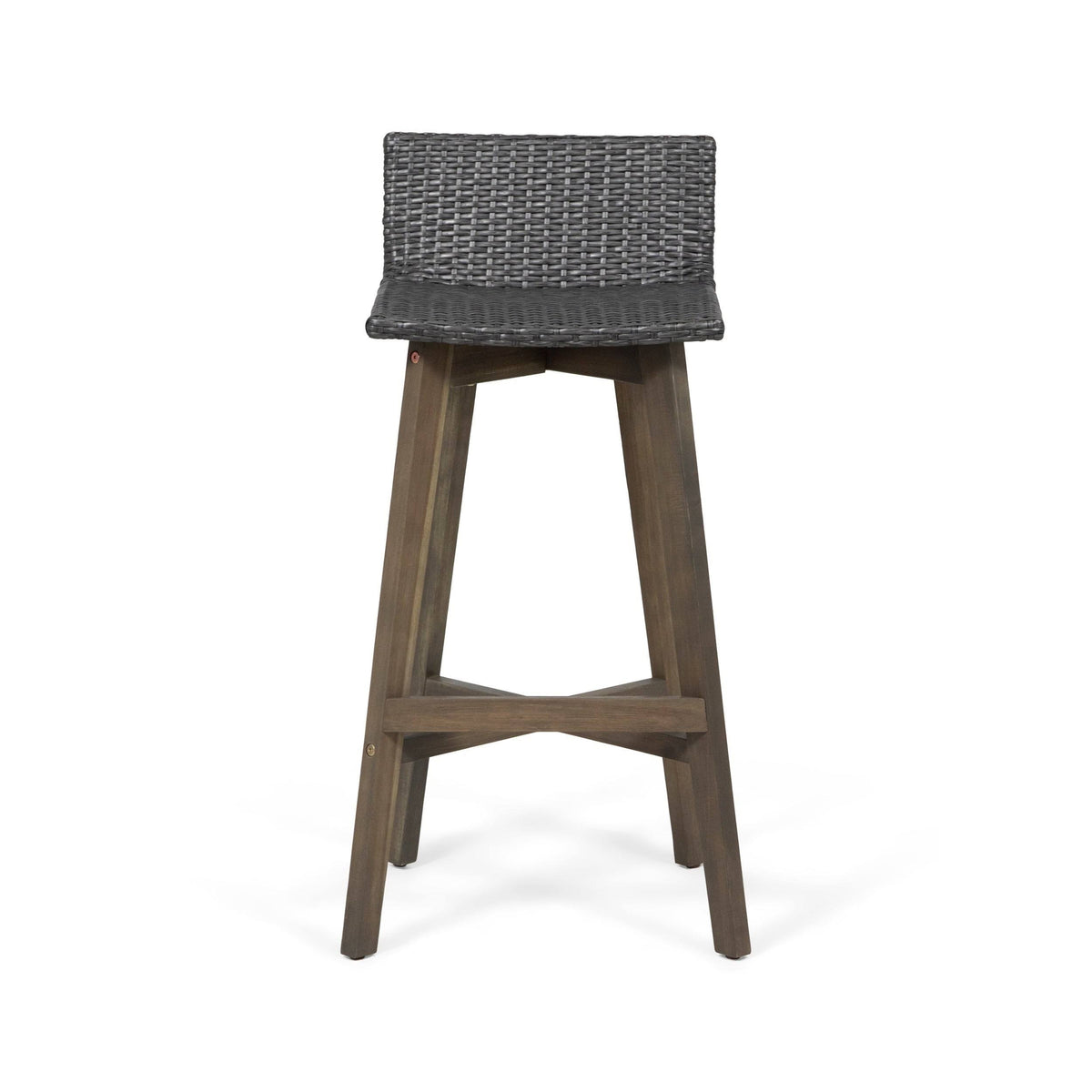 4pk Acacia Wood Wicker Patio Barstools Brown X854